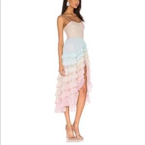 NWT Rococo Sand Ciel Tiered Ruffle Rainbow Ombre Dress Size Large